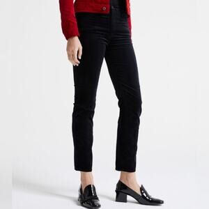 AG Adriano Goldschmied Isabelle Velvet Black High-Rise Straight Crop Size 23R